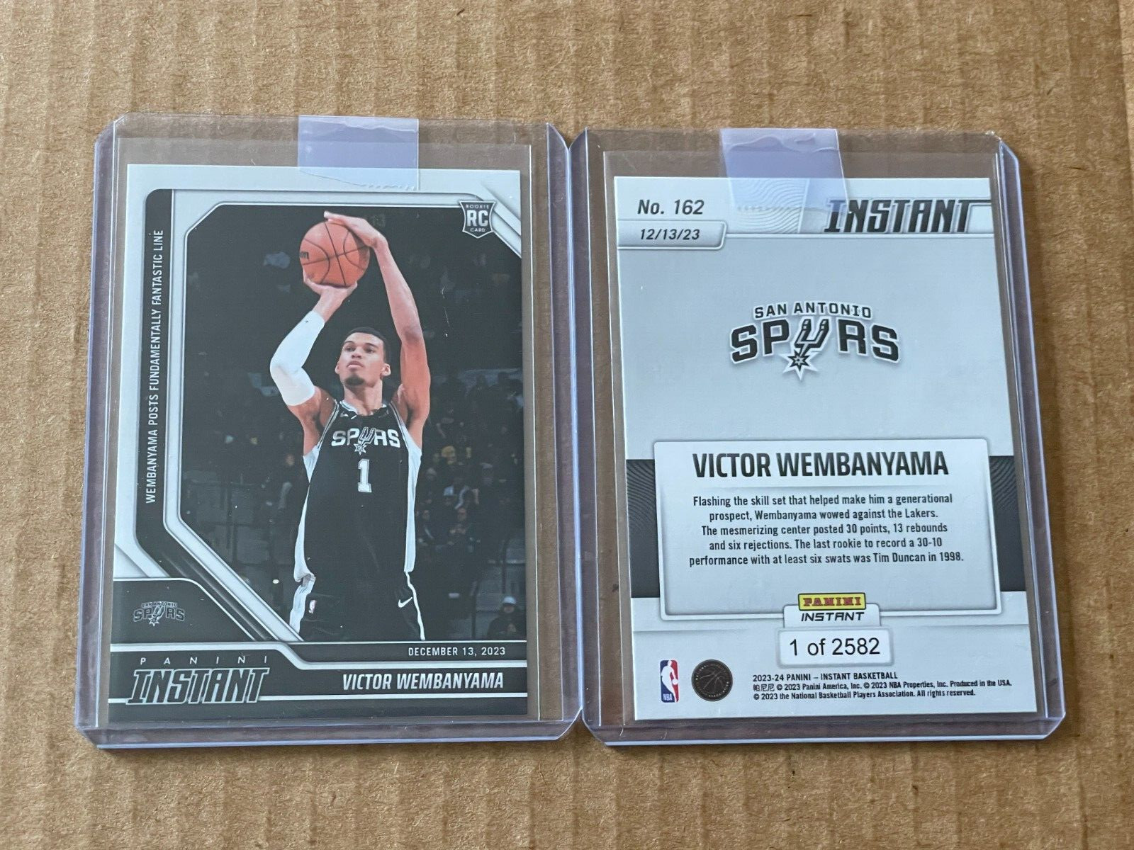 2023 Panini Instant #162 VICTOR WEMBANYAMA Spurs RC vs Lakers 12/13 Rookie Card