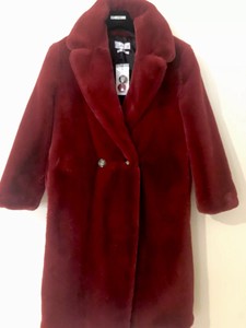 burgundy fur coat