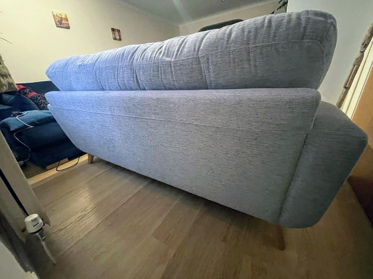 John Lewis Barbican Medium 2 Seater Sofa Light Blue With Grey Tones WAS