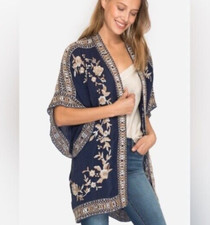 NEW JOHNNY WAS HEAVILY EMBROIDERED KIMONO CARDIGAN JACKET BOHO XL 2XL 1X 359