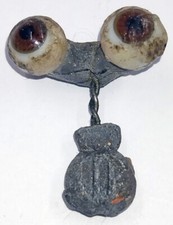 Vintage German Antique Hand Blown Rocker Glass Doll Eyes Brown About 9mm E3-52