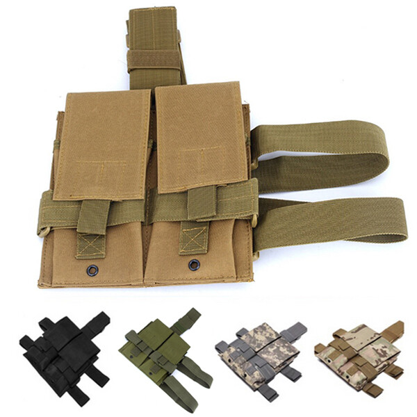Tactical Pistol Rifle Double Mag Pouch Drop Leg Panel Carrier  -image
