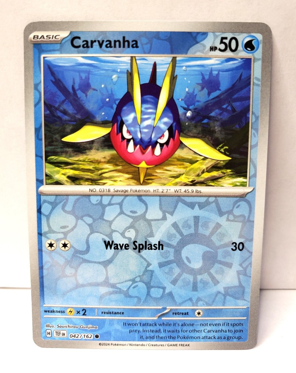 Pokmon TCG - Carvanha - 042/162 - Reverse Holo - SV Temporal Forces -  NM/MINT