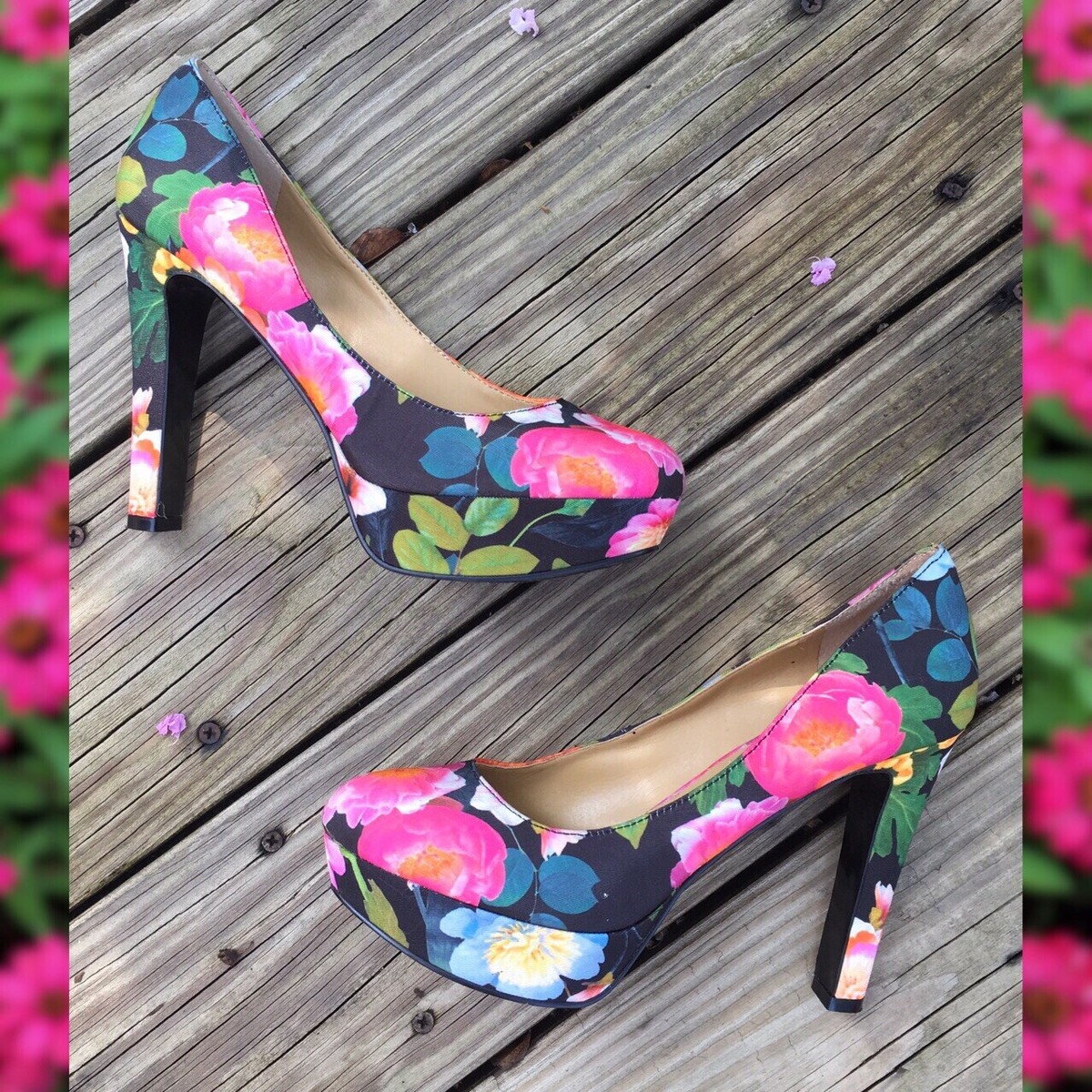 Nine West pink floral print pump high heels