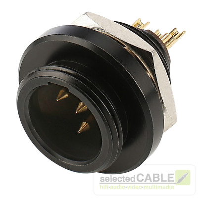 HICON Mini-XLR 4-pol Einbaustecker male Stecker IP67 Schutzart | HI-XMEM4-HD-B