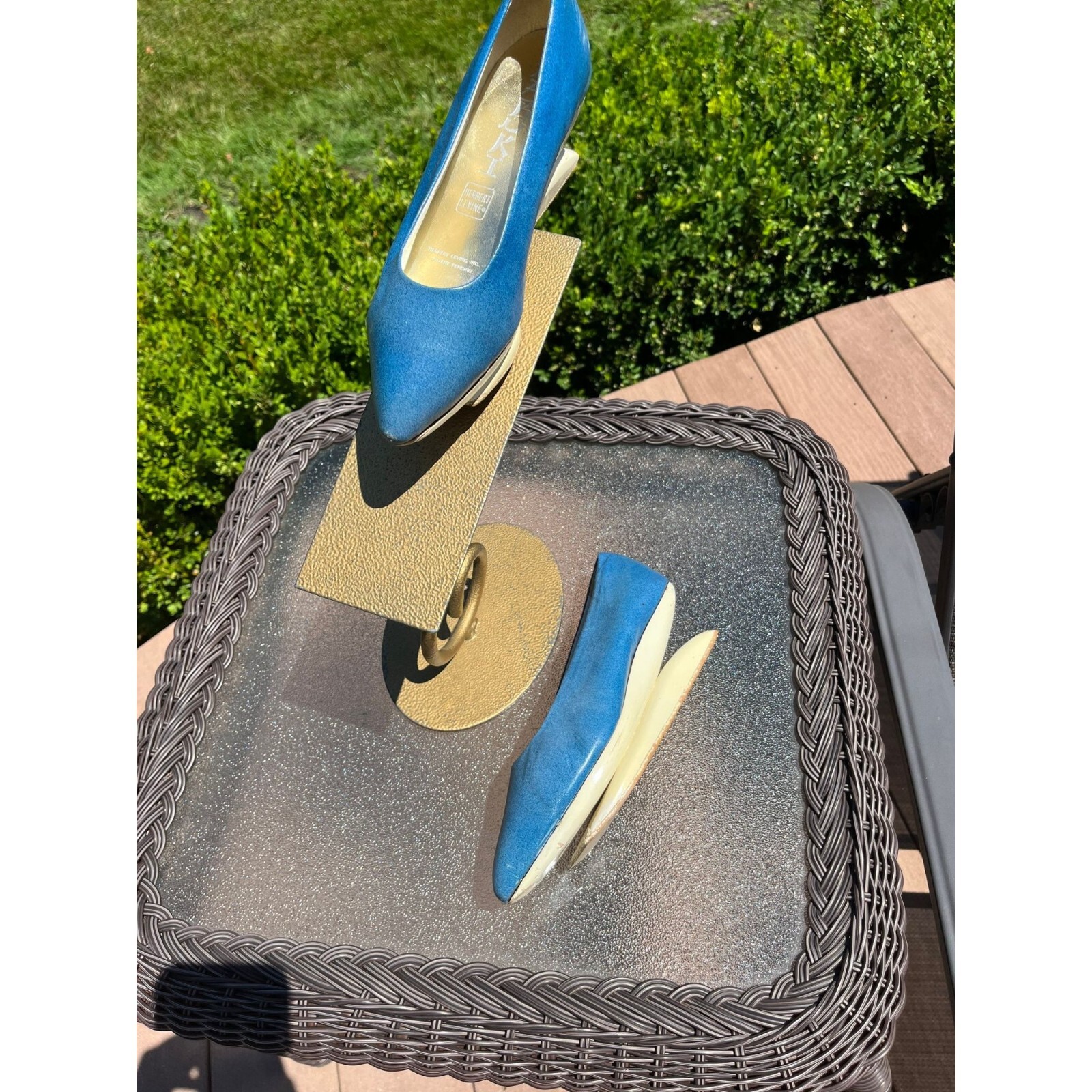 Vtg Herbert Levine KABUKI Shoes 50’s 60’s Robin Egg Blue White Leather Platform image 3