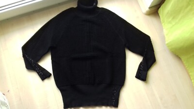 MILLION X Textured Roll Neck Jumper Sweater 44 Mint Viscose Black Sequin
