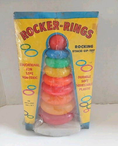 Vintage Rocker Rings Plastic Rocking Stack Up Toy 8 Rings Boy & Girl ...