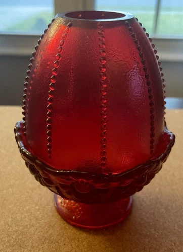 Fenton RED Beaded Daisy Fairy Lamp Light ~ MINT!