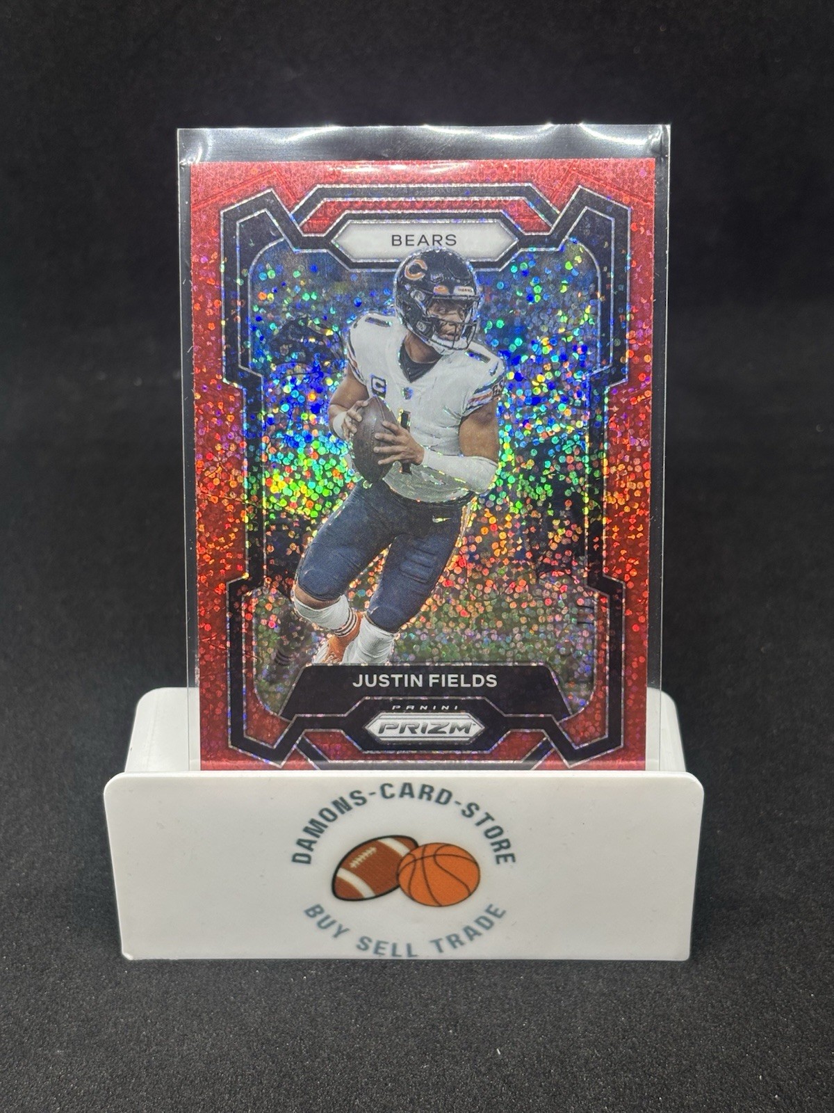 Justin Fields 2023 Panini Prizm Red Sparkle SP #48 NY Jets