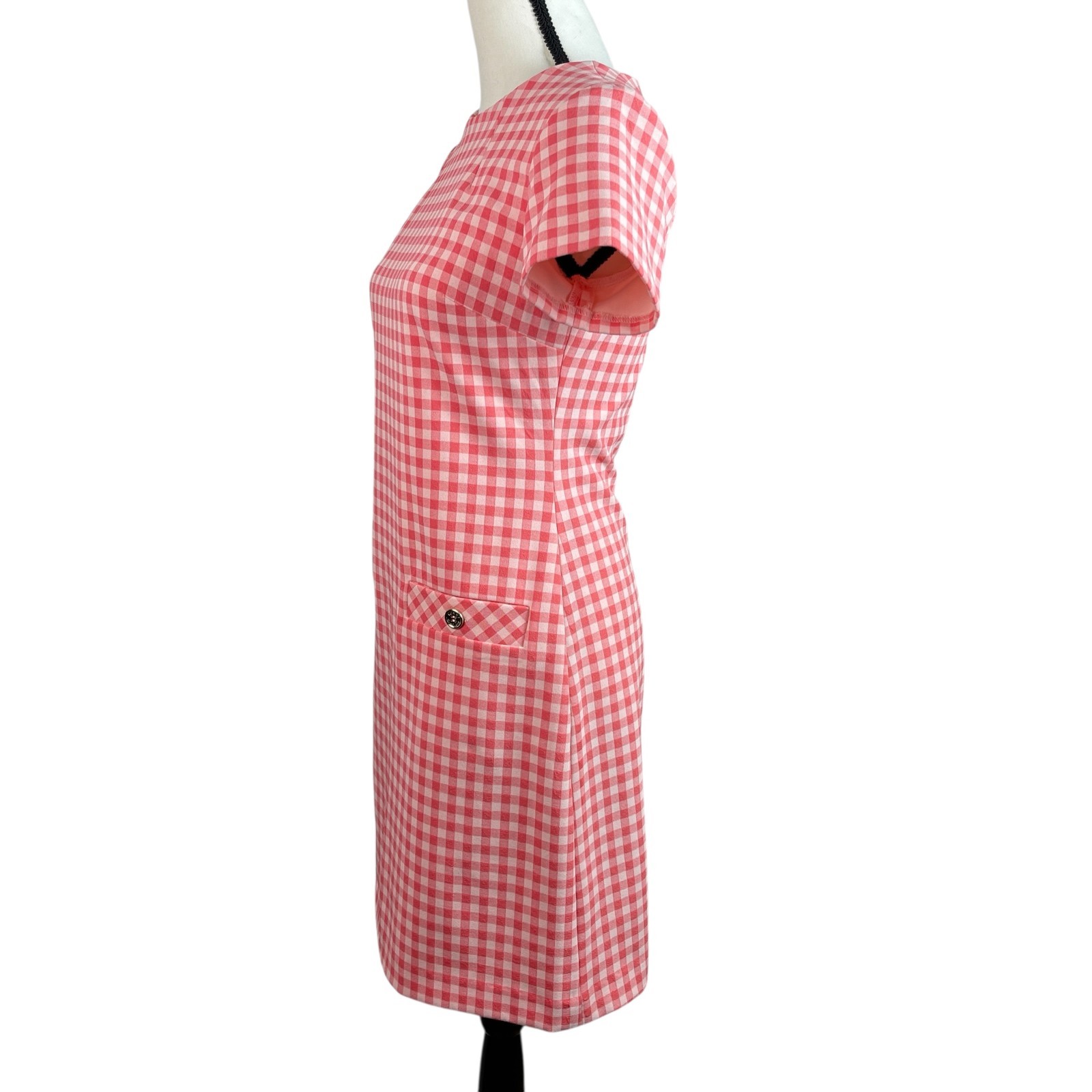 Tommy Hilfiger Women's Dress Size 2 Pink White Gingham Short Sleeve Preppy thumbnail 5