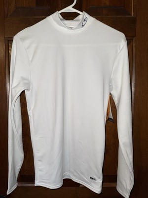 Champion Advanced Mock Neck Moisture Wicking Long Sleeve Shirt White S