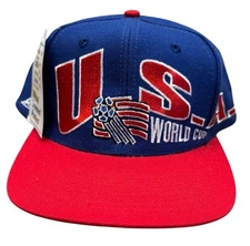 Vintage Licensed NWT 1994 USA World Cup Soccer Snapback Hat Apex One Blue Red