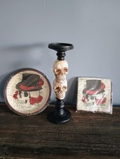 Halloween Decor Stacked Skull Candle Holder Party Supply Bundle