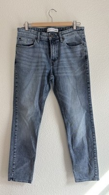 Calvin Klein Jeans Men's Blue Slim Straight Denim Jeans Cotton 5-Pocket Logo