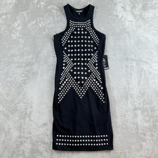 Express Mini Dress Womens XS Black Silver Studs Racerback Bodycon Edgy Punk NEW