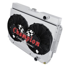 Sr Champion 4 Row Radiator Shroud 2 13 Fans For 1959 - 1963 Chevrolet Impala