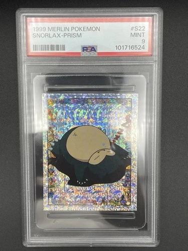 1999 MERLIN POKEMON #S22 SNORLAX-PRISM PSA 9
