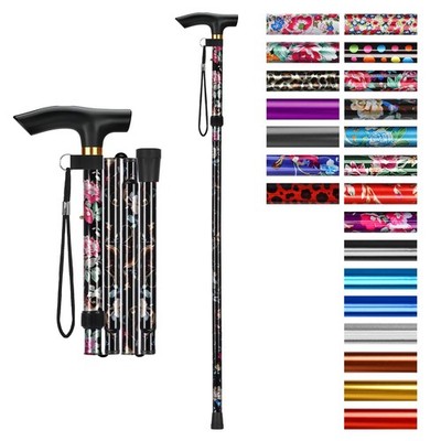 Folding Cane, 5-Level Adjustable Height Walking Stick Lightweight Collapsible ..