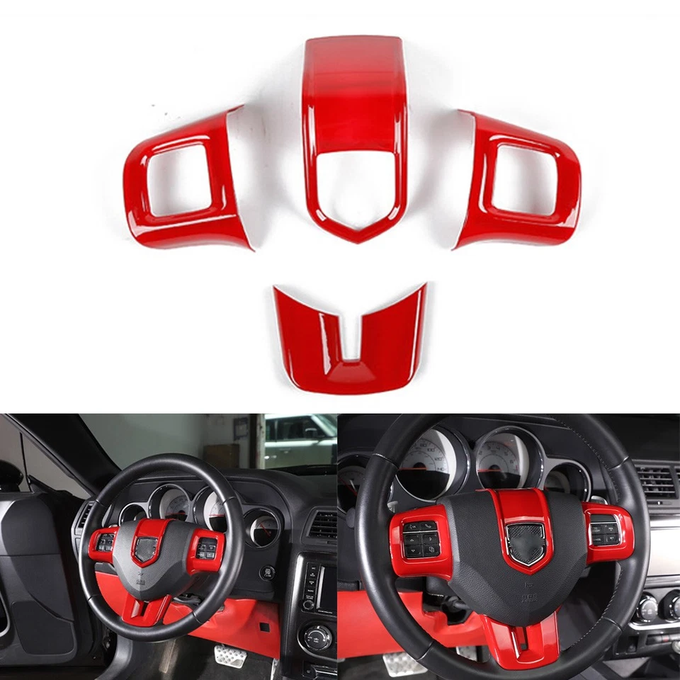 Inner Steering Wheel Cover Trim For Dodge Challenger/Charger/Dart 2009-2014 Red Foto 2 de 4