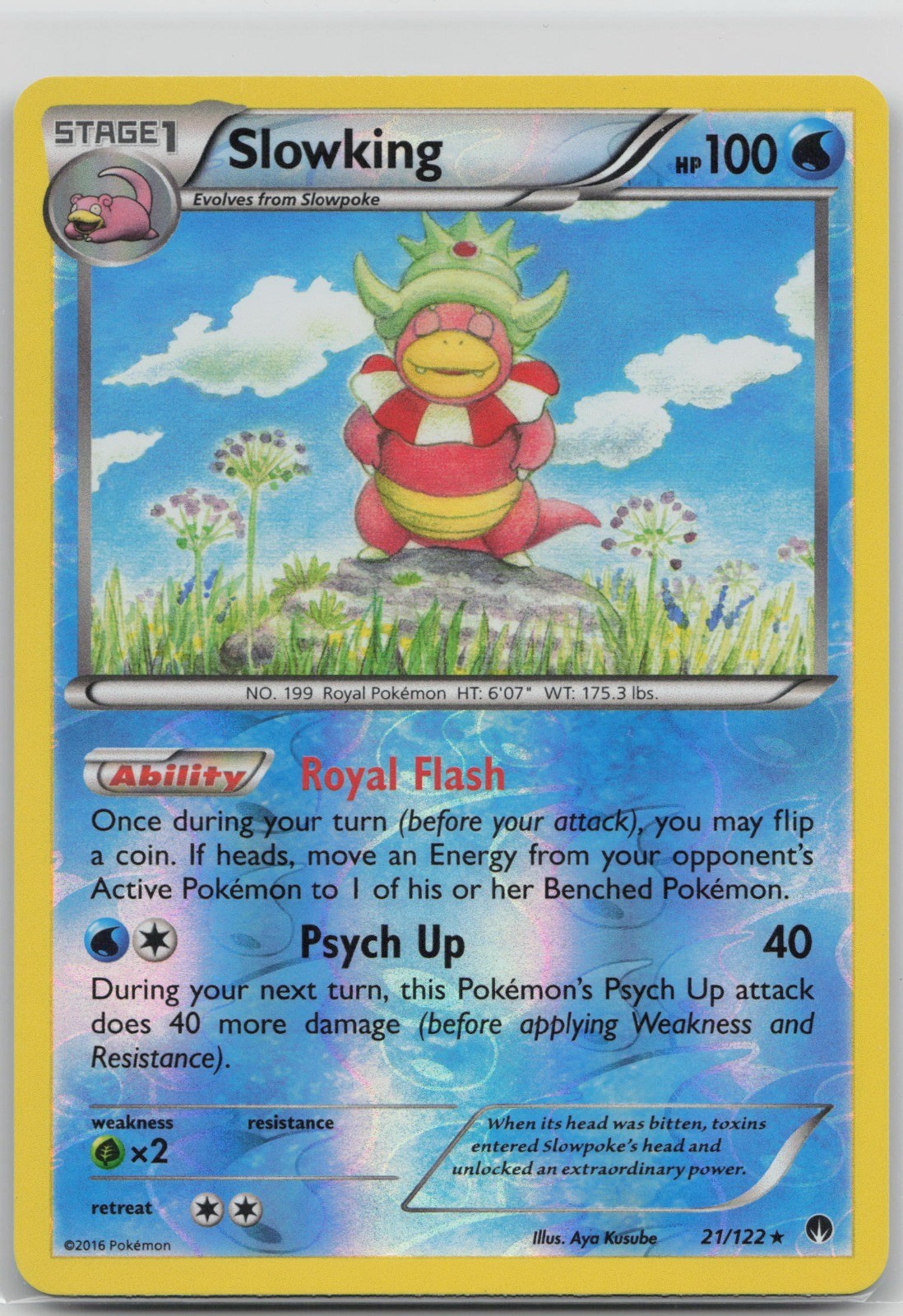 Slowking Holo Rare Water XY - BREAKpoint 21/122 LP 2016 Aya Kusube Reverse Holo