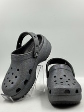 Crocs Silver Glitter Classic Clogs Slip On Sandals Womens Size 5 Platform