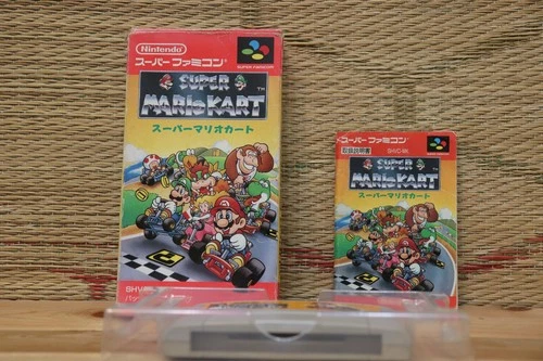 Super Mario Kart Cart w/box manual Nintendo Super Famicom SFC VG!