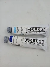 Golden Heavy Body Acrylic Paint 2oz Tubes Lot Ultramarine Light Phthalo Blue