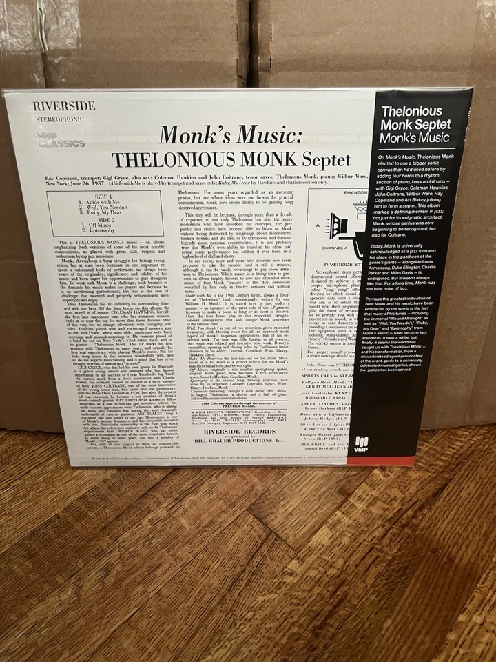 THELONIOUS MONK SEPTET Monk’s Music SEALED 180 Gram LP Exclusive VMP NEW - Image 3 of 3