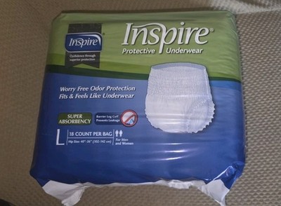 18 Inspire Protective Underwear Unisex-Adult  Size L 18 Count Pampers