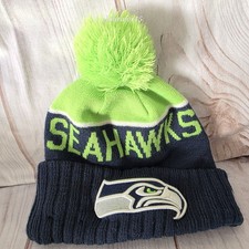 New Era Seattle Seahawks Pom Knit Beanie Hat Fleece Lined Embroidered Adult