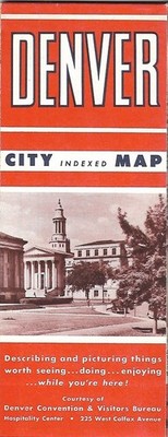 1954 HOTCHKISS Transportation Map DENVER Tramway Bus Routes City Index Colorado