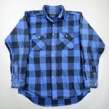 Field Stream Flannel Shirt Mens LT Blue Buffalo Plaid Quilted Heavyweight