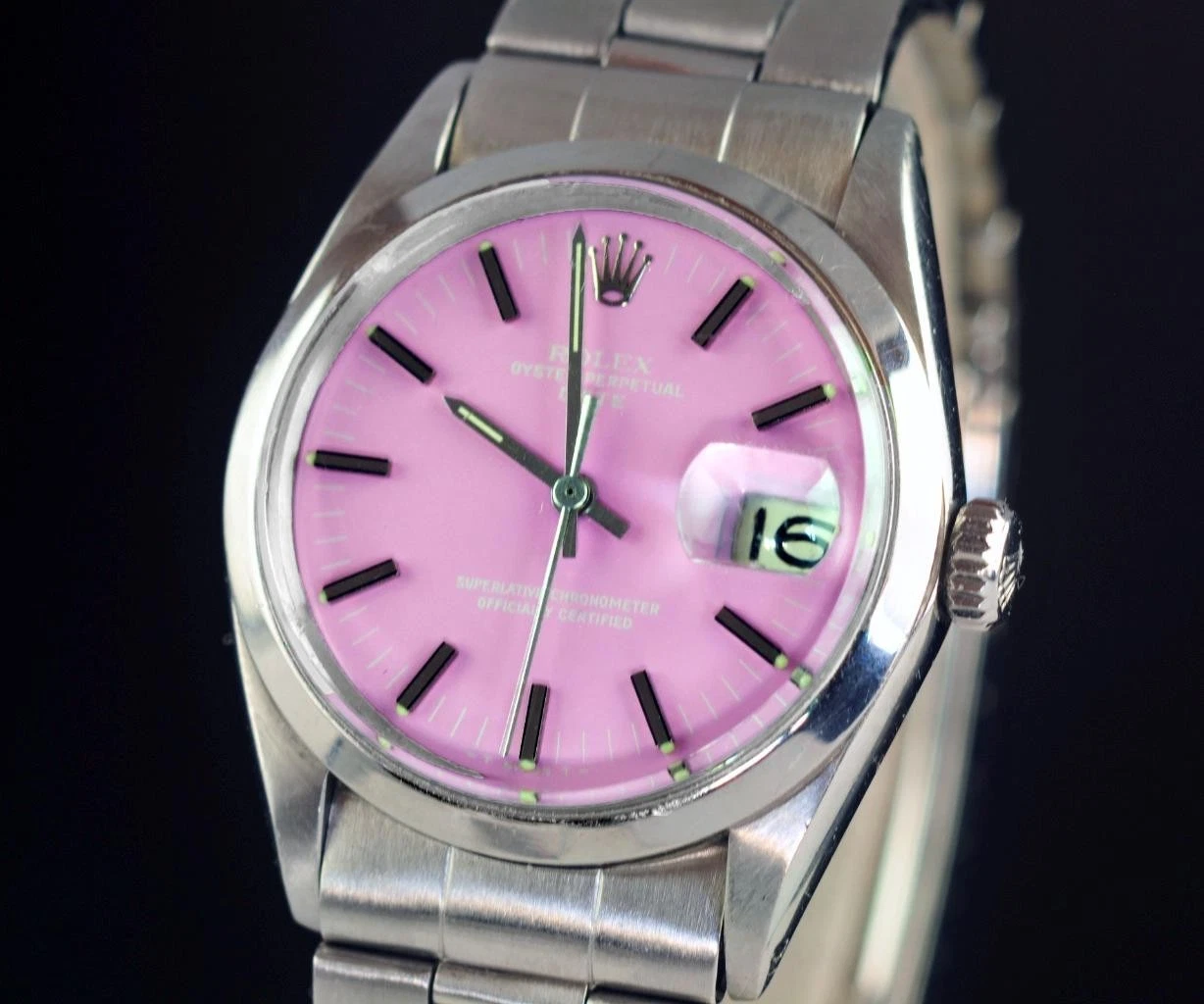 Rolex — Rolex Oyster Perpetual 34mm Candy Pink Dial Steel Automatic Mens 1500 Watch 1967
