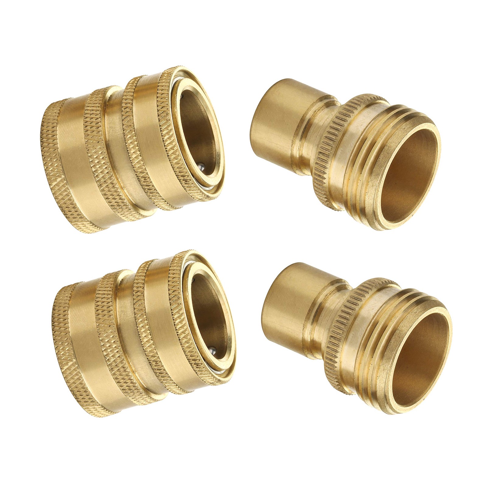 Garden Hose Quick Connect Fittings, 3/4 Inch GHT Solid Brass, Quick Connector...