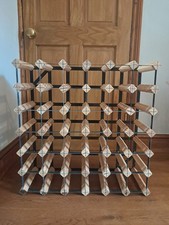 Wine Rack 42 Bottle Wood Metal Freestanding/Wall Mounted Large