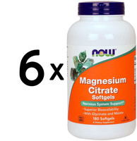 6 X NOW Foods Magnesium Citrate Softgels - 180 Softgels (148,14 Eur/Kg)