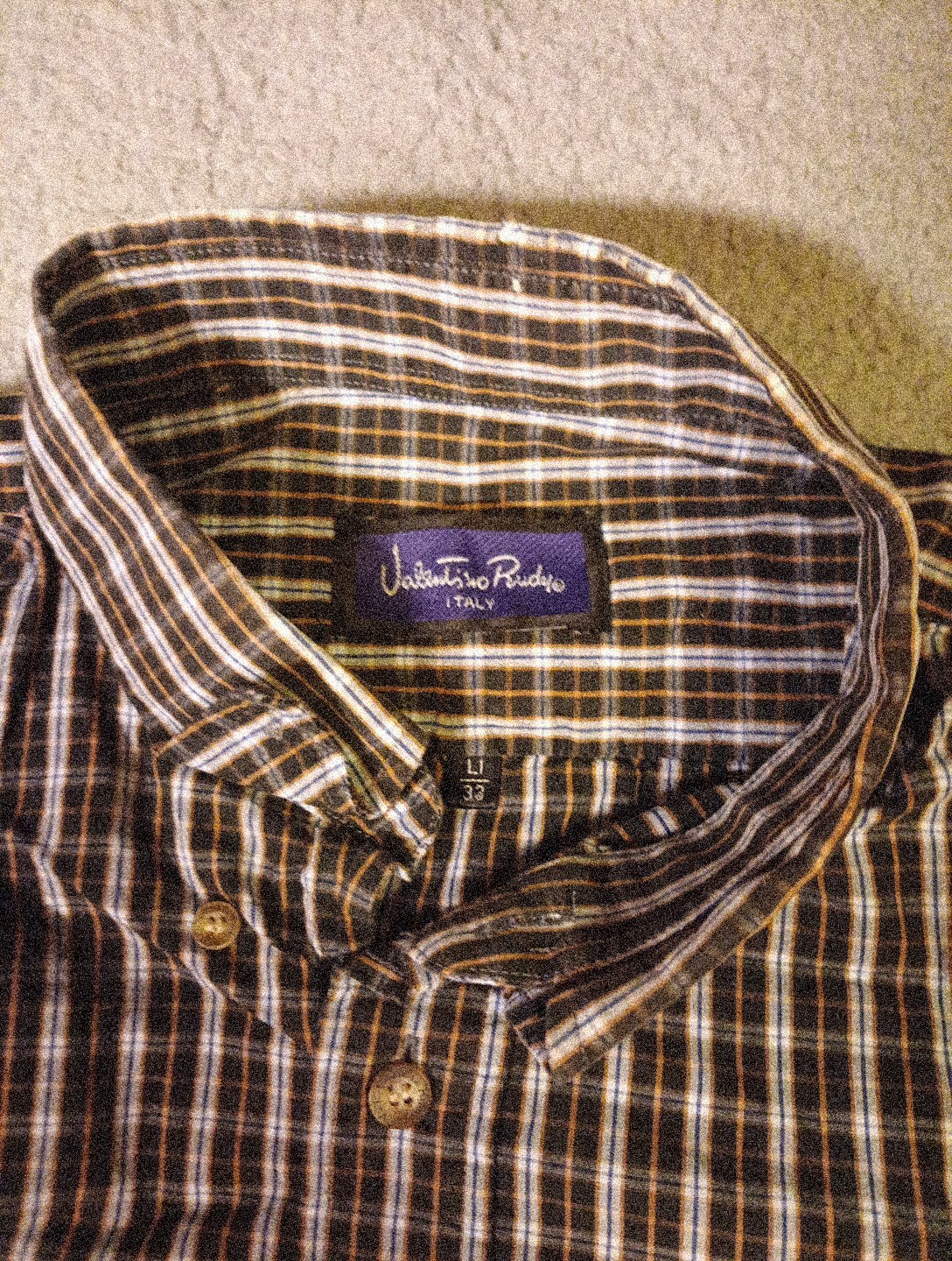 Valentino Rudy Italy Men L Long-sleeved Button Down Shirt Black Brown Striped  thumbnail 3