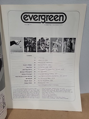 Evergreen Review Magazin Nov. 1970 Gegenkultur Hippies Sartre Brautigan - Bild 2 von 4