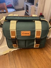 Retro Canon Camera Bag Organizer Green Pockets Shoulder Strap DSLR Carry Case