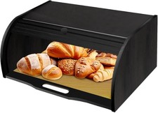 SG Traders Bamboo BreadBin 2-Layer Bread Bin Box with Lid for Freshness