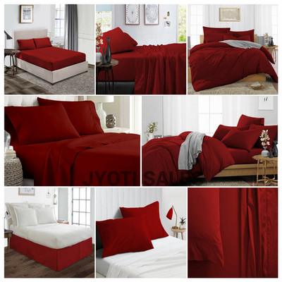 Fabulous Bedding 1000 OR 1200 TC 100% Cotton Burgundy Solid Select Item