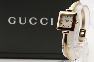 Near MINT w/Box] Vintage Gucci 1900L Gold MOP Dial square Quartz