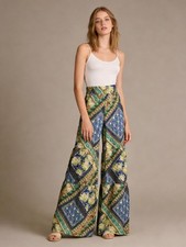  298 NWOT Johnny Was Rivera Tiered Wide-Leg Pants Pull on Multicolor Sz S