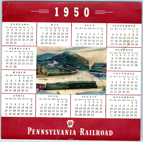 1950 Pennsylvania Railroad Calendar Railroad Promotions #KE