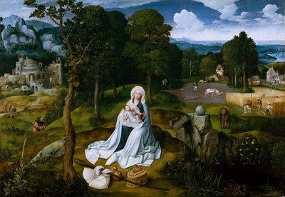 Joachim Patinir Ruhe während der Flucht nach Ägypten Museo Del Prado Vintage Kunstdruck
