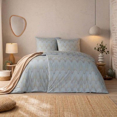 Estella Mako Jersey Bettwäsche 135x200 Cielo grau Zickzack silber 6613-810