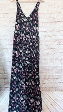 Gap Womens Sleeveless Floral Maxi Dress Size M Black Multicolor