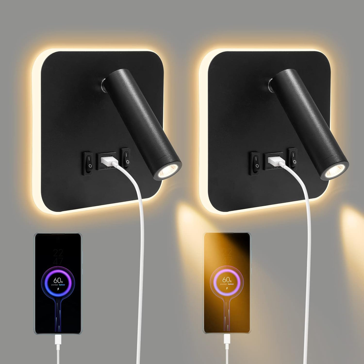 Lampada Da Parete a LED, Lampada Da Lettura Sul Comodino Con Interruttore, Porta