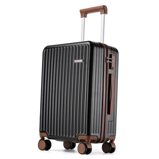 Carry on Luggage Airline Approved, Hardside Carry-on Suitcase with Black-image